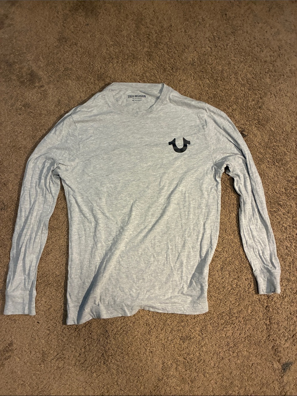 True Religion Men’s Gray Long-Sleeve Tee with Logo